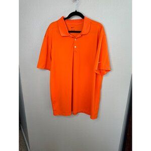 NIKE Mens Orange Polo 2x short sleeve polyester golf sports collared pullover‎